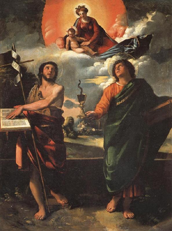 DOSSI, Dosso Madonna in Glory with SS.John the Baptist and john the Evangelist Spain oil painting art